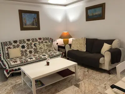 Zona de estar de Casa Duende en Villa de Nijar con piscina