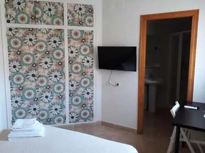 Una televisión o centro de entretenimiento en Miramar Habitaciones
