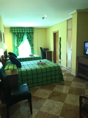 Una televisión o centro de entretenimiento en Hotel Lucero