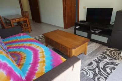 Una televisión o centro de entretenimiento en Retro Mint - Las Cigüeñas