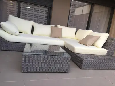 Zona de estar de Apartamento Lujo, Primera linea playa, Garaje, Wifi, Piscina climatizada