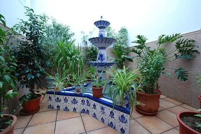 Jardín al aire libre en Hostal el Puente