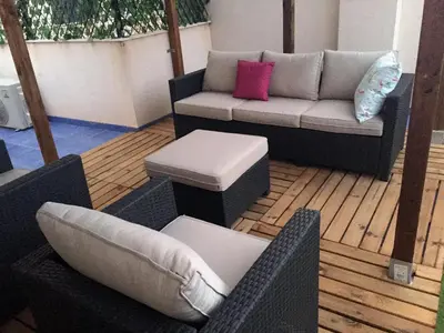 Zona de estar de Apartamentos Deluxe Roquetas de Mar con Golf y Piscina Climatizada, Parking privado