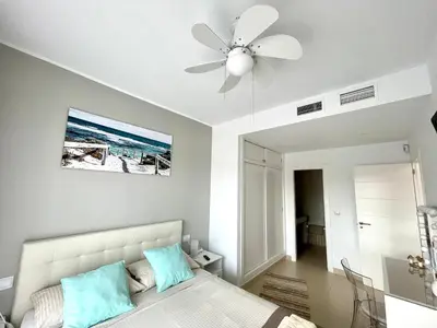 Cama o camas de una habitación en Feliz Casa El Pinar Garrucha