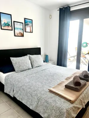 Cama o camas de una habitación en Monika Playa Macenas Mojacar