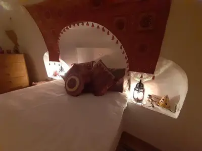 Cama o camas de una habitación en Cuevas Galera - Cuevas de la Luz