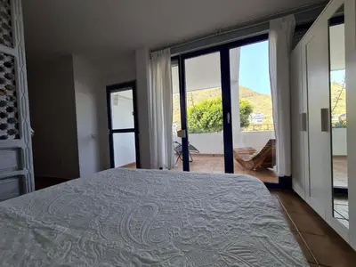 Cama o camas de una habitación en Las Negras CENTRO. Al lado del mar. Con dos terrazas