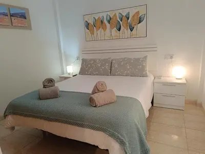 Cama o camas de una habitación en Bahía de Vera Apartamento Alejandro