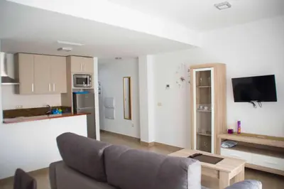 Una televisión o centro de entretenimiento en Apartamentos EL POSAERO Juan Mariano