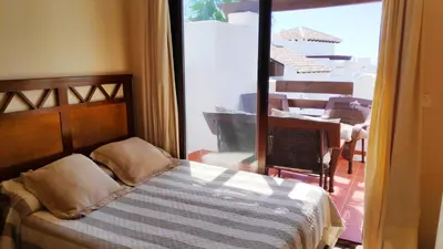 Cama o camas de una habitación en Vera playa apartamento 1dormitorio
