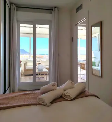 Cama o camas de una habitación en Ático Los Flamingos. Exclusive terrace with views