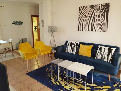 Zona de estar de Cozy apartment in Vera Playa, Almeria, Andalucia, Spain