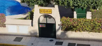 Plano de Homes of Spain, Apartamentos Paraíso Vera Playa, Ed Nuku Hiva, Bajo X con PISCINA PRIVADA y jardín privado a PIE de PLAYA , WIFI