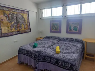 Cama o camas de una habitación en Las Negras, WIFI con vistas al mar, 3º con Ascensor y AA