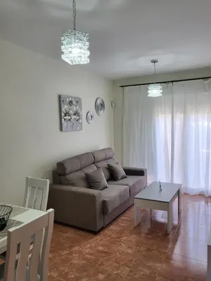 Zona de estar de Ático dúplex con piscina privada y vistas al mar en Paraíso de Vera!