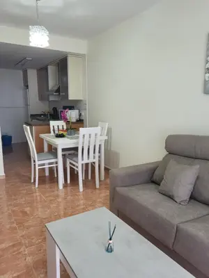 Zona de estar de Ático dúplex con piscina privada y vistas al mar en Paraíso de Vera!
