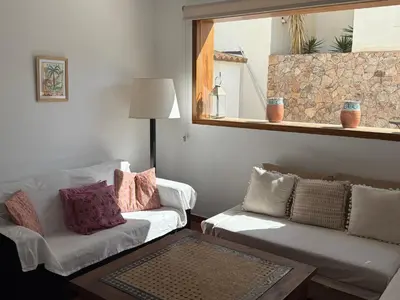 Zona de estar de Casa El Naranjo, Rodalquilar, Parque Natural de Cabo de Gata