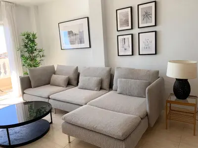 Zona de estar de Panoramic Sea Views with Balcony, Air Conditioning and Parking