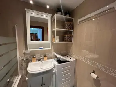 Un baño de Fantastisches Apartment am Meer