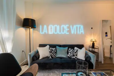 Zona de estar de Apartment Black Level, 30m playa, Pool, Wifi