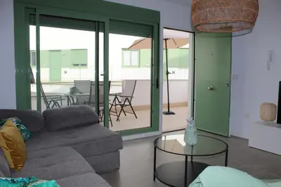 Zona de estar de OCEAN APARTAMENT !! 1ª Línea del Mar, piscina, parking, wifi