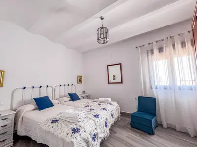 Cama o camas de una habitación en Casa cueva rural Vico, ideal grandes grupos