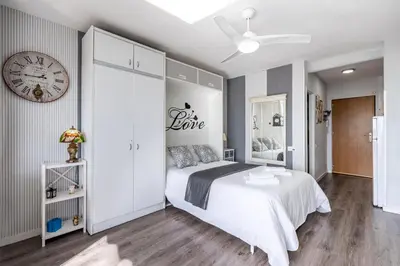 Cama o camas de una habitación en Studio Playa Paraíso