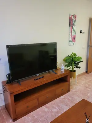 Una televisión o centro de entretenimiento en Apartamento exótico en primera línea de Vera-Playa!