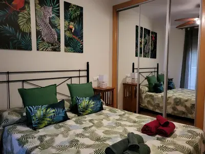 Cama o camas de una habitación en Apartamento exótico en primera línea de Vera-Playa!