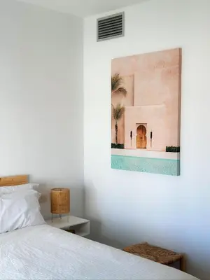 Cama o camas de una habitación en Flamingo Mojácar - Precioso 2 dormitorios en Macenas Resort, con vistas al mar y piscina