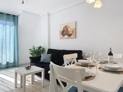 Zona de estar de Vive Vera Rentals - Ático en 1º línea con vistas al mar