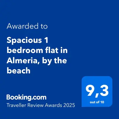 Certificado, premio, señal o documento que está expuesto en Spacious 1 bedroom flat in Almeria, by the beach