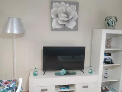Una televisión o centro de entretenimiento en Apartamento céntrico cerca de la playa I