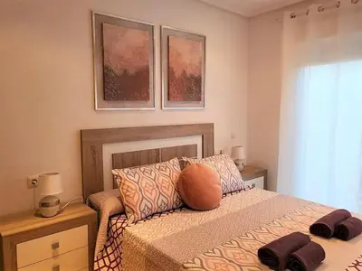 Cama o camas de una habitación en Apartment in Spain near Sandy Beach