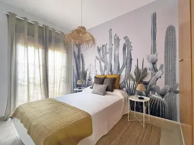 Cama o camas de una habitación en Apartamentos Brisas del Puerto de Aguadulce