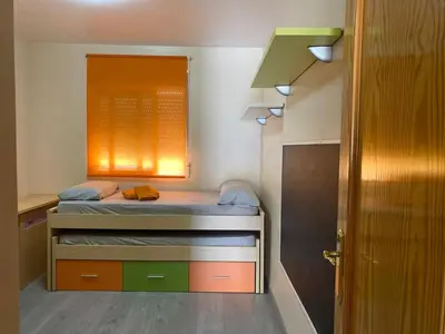 Cama o camas de una habitación en Adosado cerca de la playa y club de buceo con piscina en calabardina, Aguilas