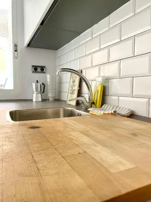 Una cocina o zona de cocina en Expoholidays- Primera línea con parking incluido
