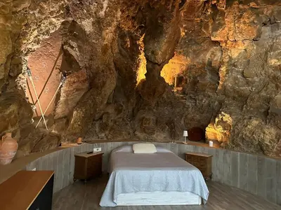Cama o camas de una habitación en Casa Cueva Mojácar 