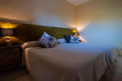 Cama o camas de una habitación en Vera Buda Natura. Ático apartamento con vistas al mar.