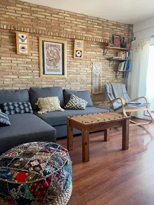 Zona de estar de Bonito apartamento con vistas al mar