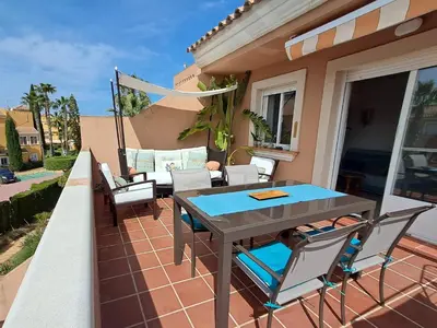 Un balcón o terraza de Ático Chipre naturist FKK Vera-playa