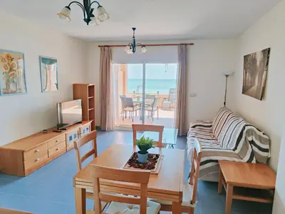 Zona de estar de Primera línea de playa Naturista